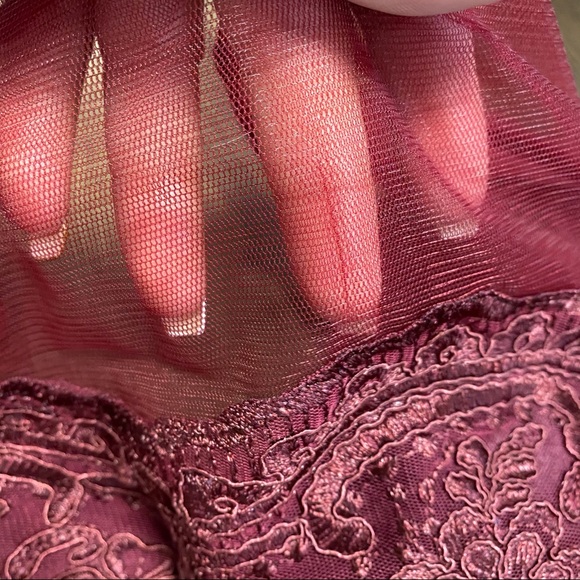 JS Collections maroon lace cocktail dress 4 - Picture 6 of 11